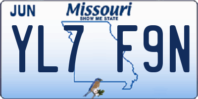 MO license plate YL7F9N