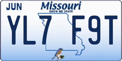 MO license plate YL7F9T
