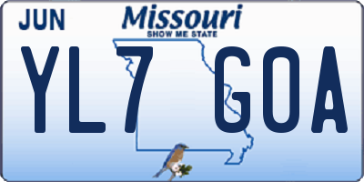 MO license plate YL7G0A