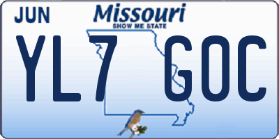 MO license plate YL7G0C