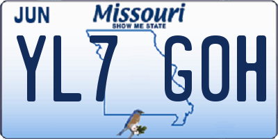 MO license plate YL7G0H
