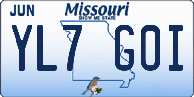 MO license plate YL7G0I
