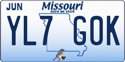 MO license plate YL7G0K