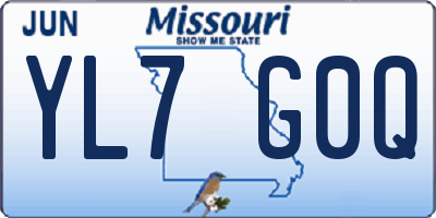 MO license plate YL7G0Q