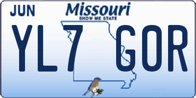 MO license plate YL7G0R