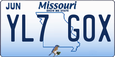 MO license plate YL7G0X