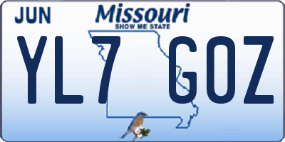 MO license plate YL7G0Z