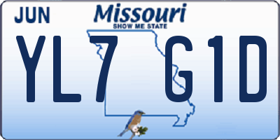 MO license plate YL7G1D