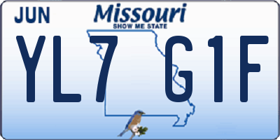 MO license plate YL7G1F