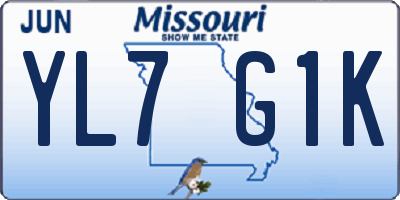 MO license plate YL7G1K