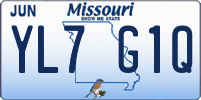 MO license plate YL7G1Q