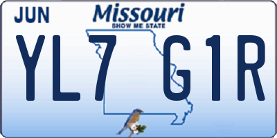 MO license plate YL7G1R