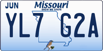 MO license plate YL7G2A