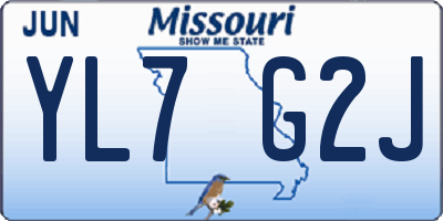 MO license plate YL7G2J