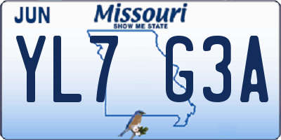 MO license plate YL7G3A