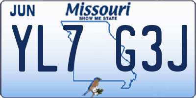 MO license plate YL7G3J