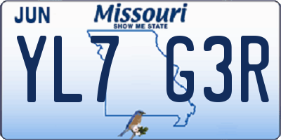 MO license plate YL7G3R