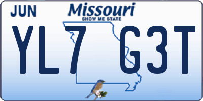 MO license plate YL7G3T
