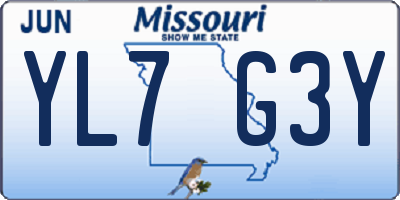 MO license plate YL7G3Y