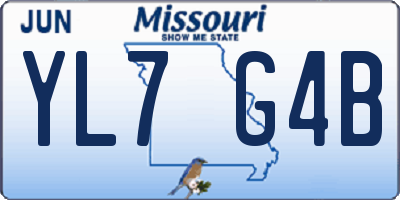 MO license plate YL7G4B