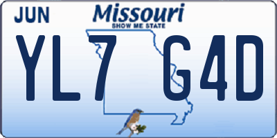 MO license plate YL7G4D