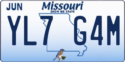 MO license plate YL7G4M