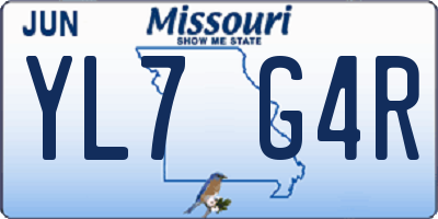 MO license plate YL7G4R