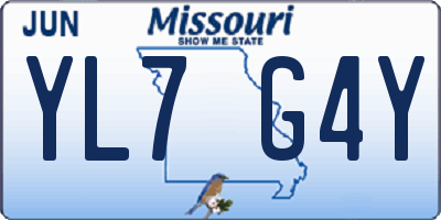 MO license plate YL7G4Y