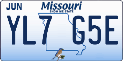 MO license plate YL7G5E
