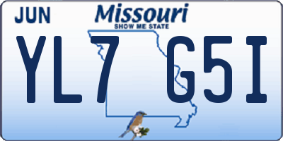 MO license plate YL7G5I