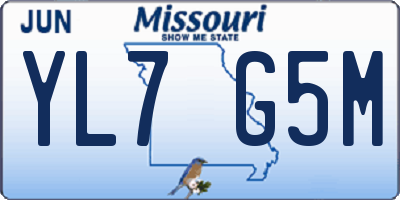 MO license plate YL7G5M
