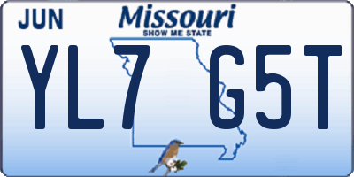 MO license plate YL7G5T