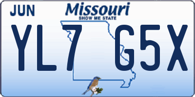 MO license plate YL7G5X