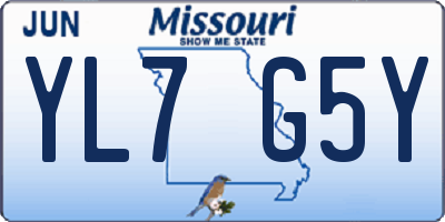 MO license plate YL7G5Y