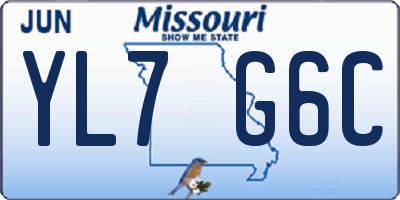 MO license plate YL7G6C