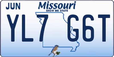 MO license plate YL7G6T
