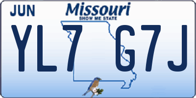 MO license plate YL7G7J
