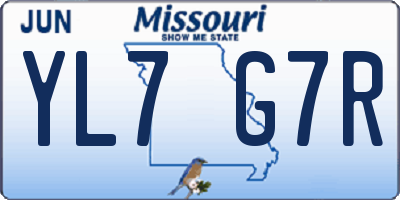 MO license plate YL7G7R