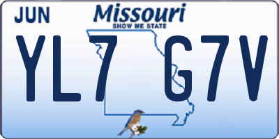 MO license plate YL7G7V