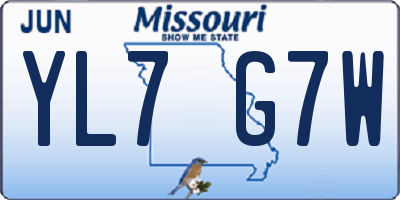 MO license plate YL7G7W