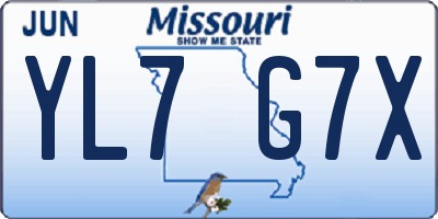 MO license plate YL7G7X