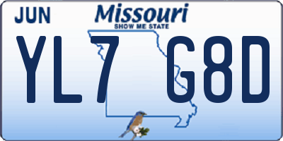 MO license plate YL7G8D