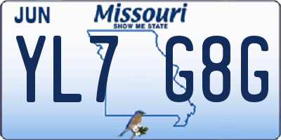 MO license plate YL7G8G