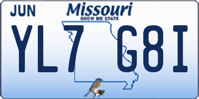 MO license plate YL7G8I