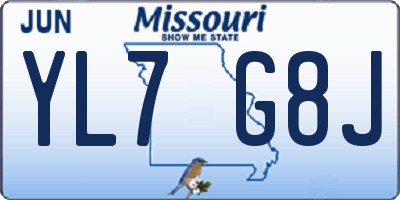 MO license plate YL7G8J
