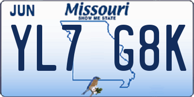 MO license plate YL7G8K
