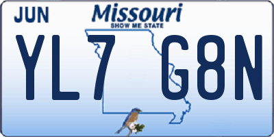MO license plate YL7G8N