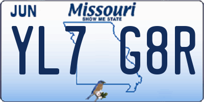 MO license plate YL7G8R