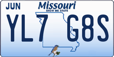 MO license plate YL7G8S