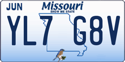 MO license plate YL7G8V
